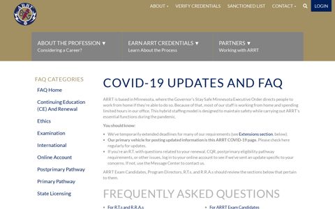 Covid 19 Update - ARRT