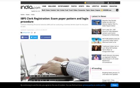 IBPS Clerk Registration: Exam paper pattern and login ...