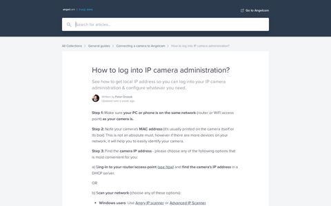 How to log into IP camera administration? | Angelcam Help ...