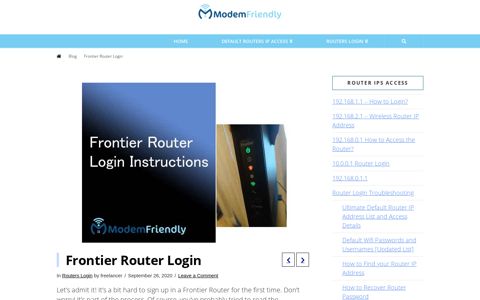 Frontier Router Login - Modem Friendly