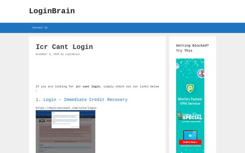 Icr Cant - Login - Immediate Credit Recovery - LoginBrain