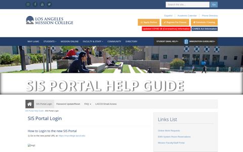 SIS Portal Login - Los Angeles Mission College