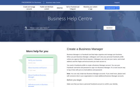 Create your Business Manager | Facebook Business Help ...