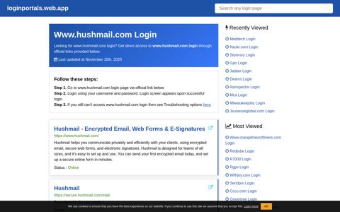 Www.hushmail.com Login ~ loginportals.web.app