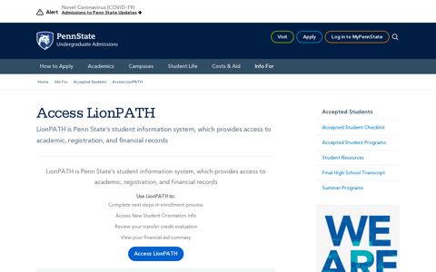 Access LionPATH - Undergraduate Admissions