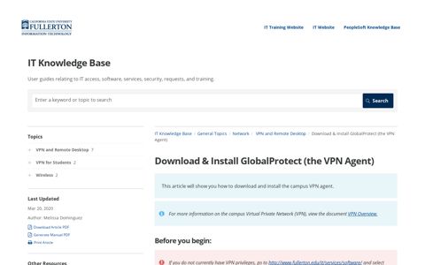 Download & Install GlobalProtect (the VPN Agent) | Network ...