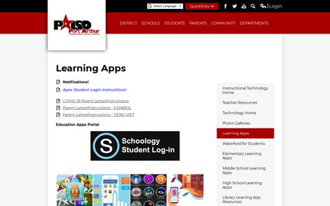 Learning Apps – Instructional Technology – Port Arthur ISD