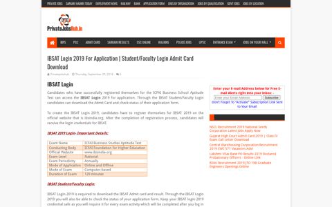 IBSAT Login 2019 For Application | Student/Faculty Login ...