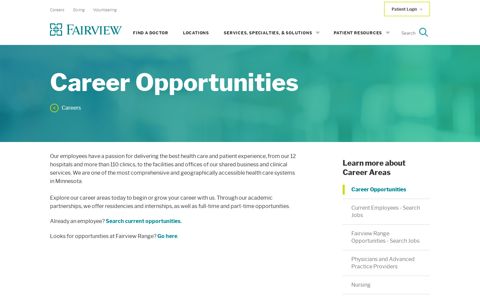 Career Opportunities - Fairview Health Services
