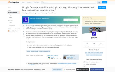 Google Drive api android how to login and logout from my ...