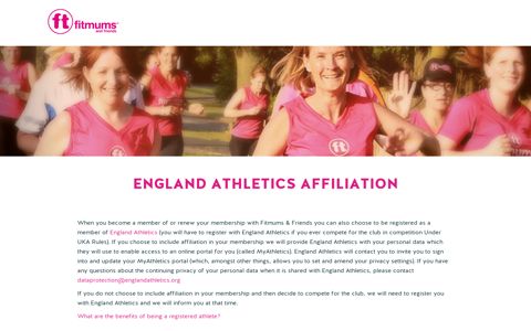 England Athletics affiliation : Fitmums & Friends