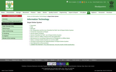 Information Technology - Food Corporation of India - Fci