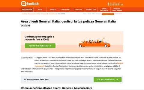 Area clienti Generali Italia online | Facile.it