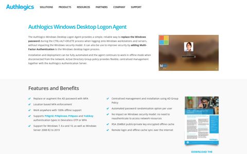 Windows Desktop Logon Agent | Authlogics