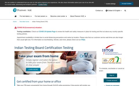 Indian Testing Board :: Pearson VUE