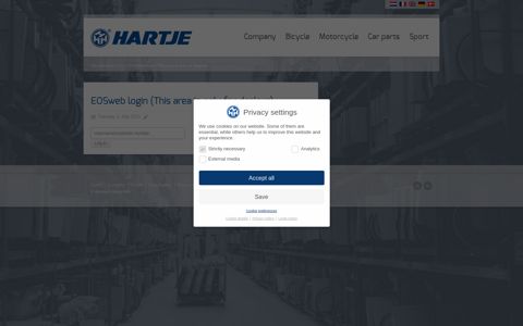EOSweb login (This area is only for dealers) - Hartje
