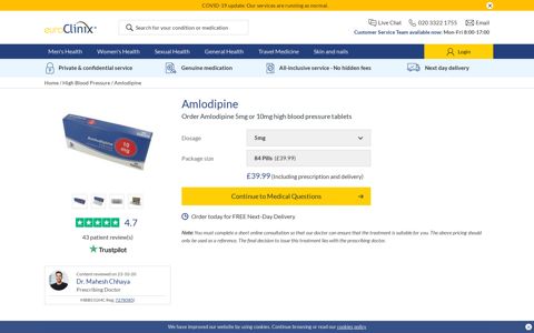 Amlodipine Tablet - Buy Amlodipine Online To Treat High ...