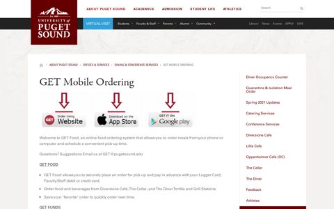 GET Mobile Ordering · University of Puget Sound