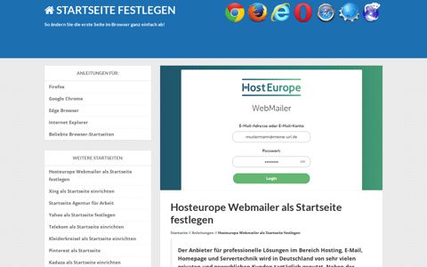 Hosteurope Webmailer Login 🛎️ Startseite festlegen