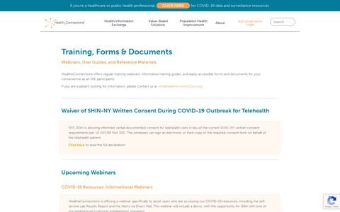 Training, Forms & Documents - HealtheConnections