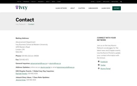 Contact | Ivey Alumni Network
