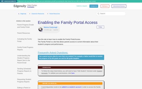 Enabling the Family Portal Access – Edgenuity