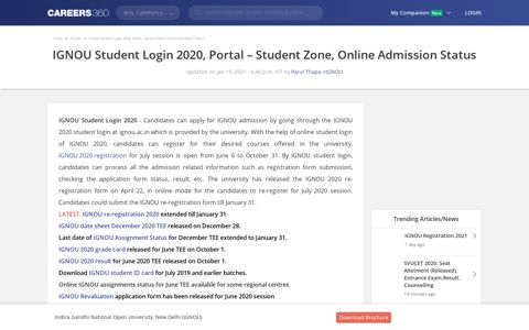 IGNOU Student Login 2020, Portal – Student Zone, Online ...