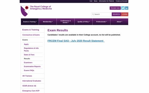 Exam Results - iMIS