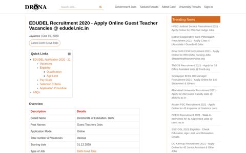EDUDEL Guest Teacher Recruitment 2020 - Apply @ edudel ...