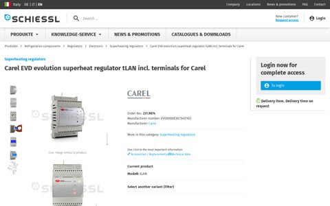 Carel EVD evolution superheat regulator tLAN incl. terminals ...