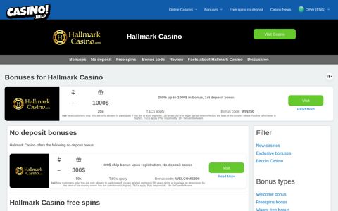 Hallmark Casino (2020) Bonuses & Review | Casino Help