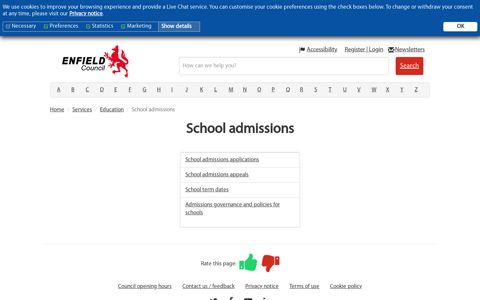 School admissions · Enfield Council