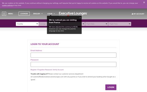Login To Your Account | Executive Lounges