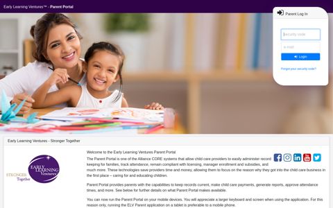 the Early Learning Ventures Parent Portal
