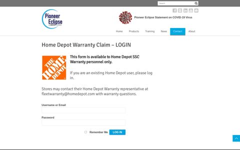 Home Depot Warranty Claim – LOGIN | Pioneer Eclipse
