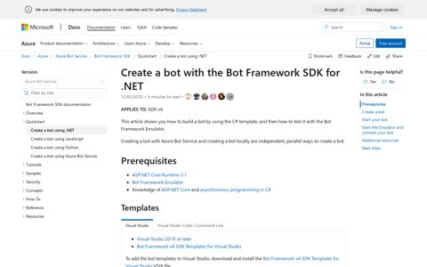 Create a bot with the Bot Framework SDK for .NET - Bot ...