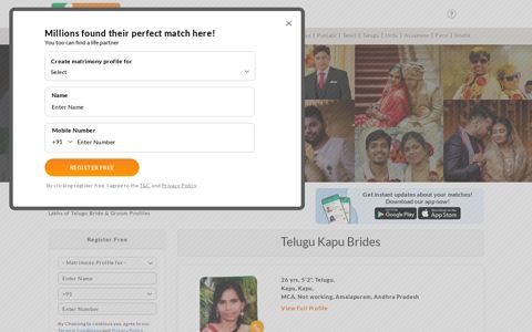Telugu Kapu Matrimony - Find lakhs of Telugu Kapu Brides ...