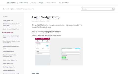 Login Widget (Pro) | Elementor
