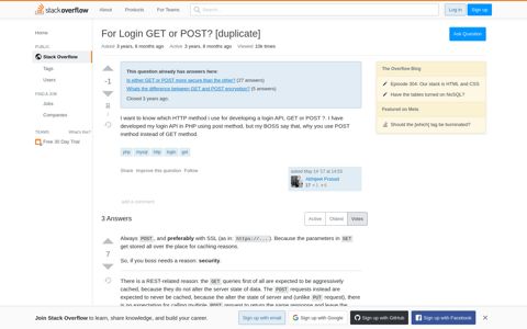 For Login GET or POST? - Stack Overflow