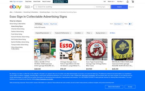 Esso Sign in Collectable Advertising Signs | eBay
