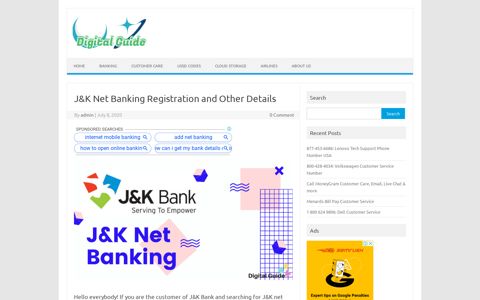 J&K Net Banking Registration and Other Details - Digital Guide
