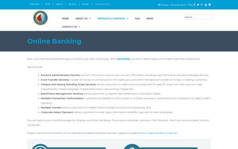 Online Banking - Lion International Bank