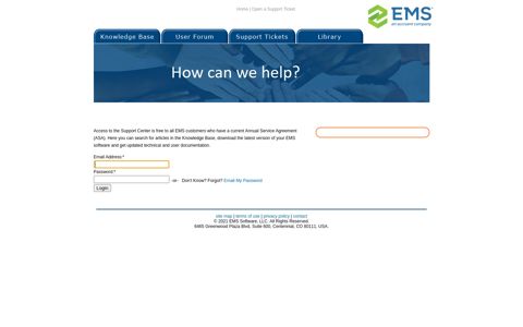 EMS Software Customer Login