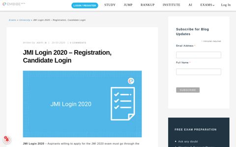 JMI Login 2020 - Registration, Candidate Login - Embibe