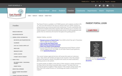 Families / Parent Portal - Fort Worth ISD