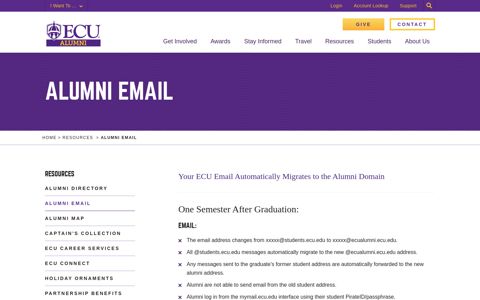 East Carolina University - Alumni Email