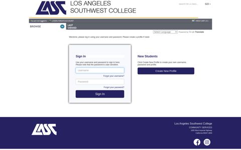Login - Los Angeles Southwest College (LASC)
