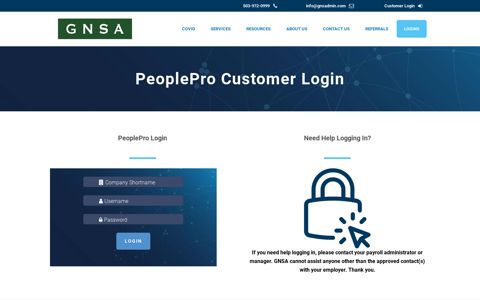 Customer Login | PeoplePro by GNSA