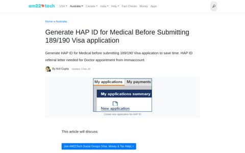 Generate HAP ID for Medical Before Submitting 189/190 Visa ...