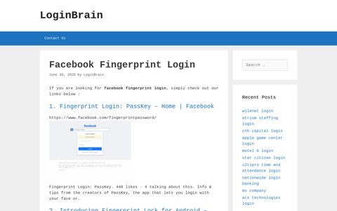 Facebook Fingerprint - Fingerprint Login: Passkey - Home ...